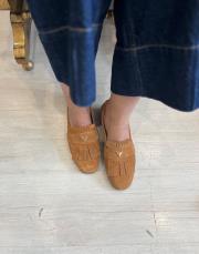 gaven oval burun üst aksesuar detay hakiki  deri kadın babet taba süet