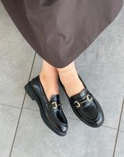 urkan oval burun ön aksesuar detay kadın loafer siyah 2