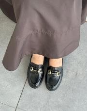 urkan oval burun ön aksesuar detay kadın loafer siyah 3