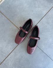 asyan küt burun kemer detay kadın örgü babet bordo