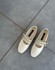 gande küt burun çift kemer detay kadın babet bej