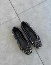 shape oval burun fiyonk detay pullu kadın babet rose