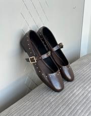 tiret küt burun trok detay kadın babet siyah acı kahve