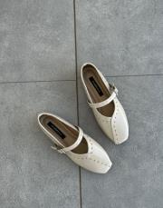 fanev küt burun trok detay kemerli kadın babet bej