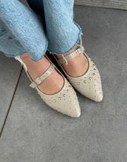 ritas sivri burun trok aksesuar detay kemerli kadın babet bej 2