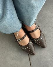 ritas sivri burun trok aksesuar detay kemerli kadın babet acı kahve deri 3