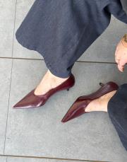 bellami sivri burun arkası kapalı topuklu kadın ayakkabı bordo 2