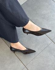 bellami sivri burun arkası kapalı topuklu kadın ayakkabı acı kahve