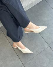 rapito sivri burun arkası açık topuku kadın ayakkabı bej