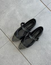 besar sivri burun ön trok taş detay kemerli kadın babet siyah 2