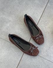 yatten küt burun taş detay kadın babet acı kahve süet