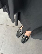 paul küt burun ön aksesuar detay kadın babet siyah kırışık