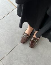 paul küt burun ön aksesuar detay kadın babet acı kahve kırışık