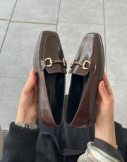 paul küt burun ön aksesuar detay kadın babet acı kahve kırışık 2