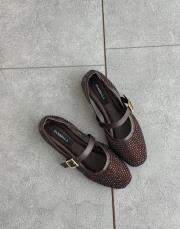 sala küt burun taş detay file detay kadın babet acı kahveye acı kahve taş