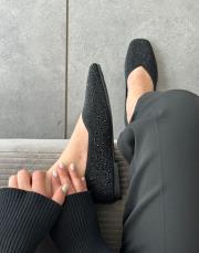 yabby küt burun taş detay kadın triko babet siyah