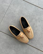 sılla küt burun boncuk detay kadın babet hasır taba