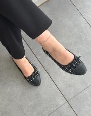 vicaro oval burun fiyonk detay kadın babet siyah teks 2