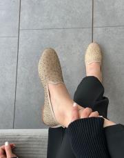 akaso oval burun taş detay kadın triko babet bej