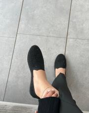 akaso oval burun taş detay kadın triko babet siyah