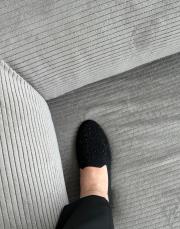 akaso oval burun taş detay kadın triko babet siyah 2