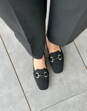 nando küt burun ön aksesuar detay kadın triko babet siyah