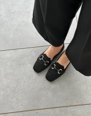 nando küt burun ön aksesuar detay kadın triko babet siyah 2