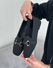 nando küt burun ön aksesuar detay kadın triko babet siyah 3