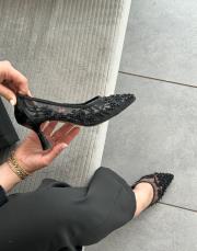 yiny oval burun file taş detay kadın topuklu ayakkabı siyah