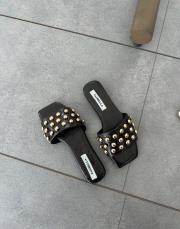 marten ön ve arkası açık boncuk aksesuar detay kadın terlik acı kahve 2