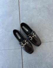 sterav küt burun ön aksesuar detay kadın babet acı kahve kırışık