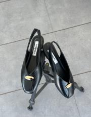 luge küt burun ön aksesuar detay arkası açık kadın babet siyah