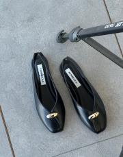 luge küt burun ön aksesuar detay arkası açık kadın babet siyah 2