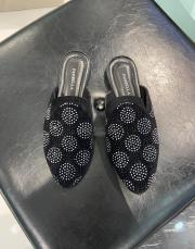 allo oval burun taşlı kadın terlik yuvarlak taş