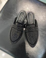 allo oval burun taşlı kadın terlik şerit taş 