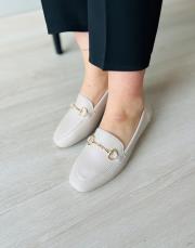 sarabia oval burun ön aksesuar detay kadın babet bej deri 2