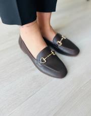 sarabia oval burun ön aksesuar detay kadın babet acı kahve deri 2